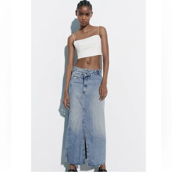 ZaraCROSSOVER LONG DENIM SKIRT XL